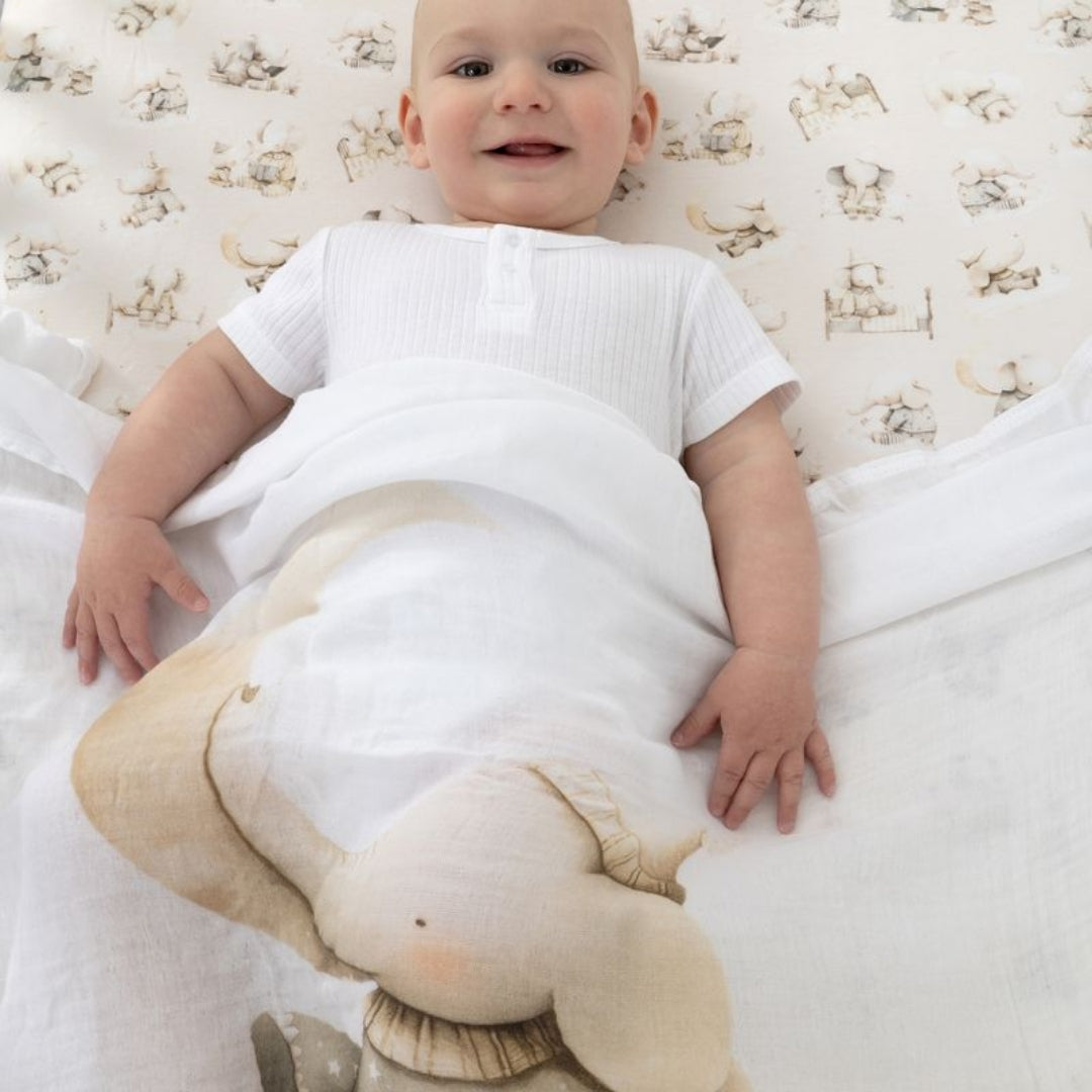 Bubba Blue Elephant Bedtime Muslin Wraps 3pk