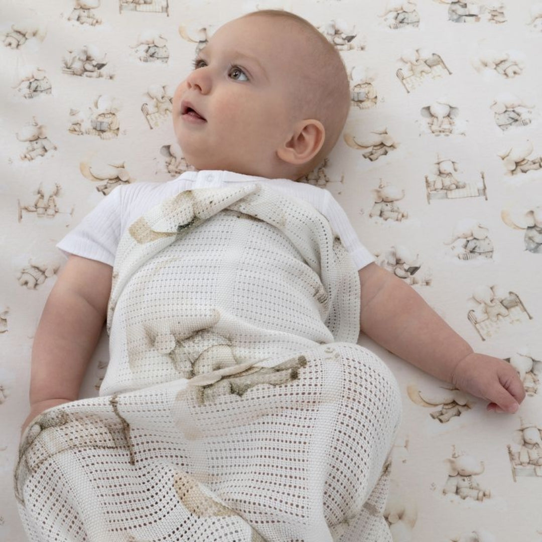 Bubba Blue Elephant Bedtime Cellular Blanket