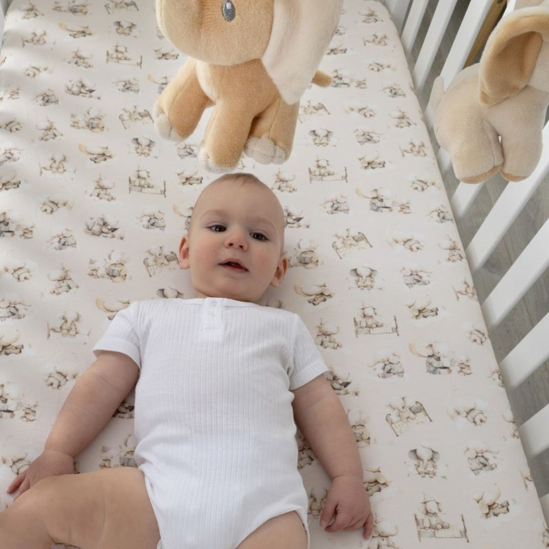 Bubba Blue Elephant Bedtime Jersey Cot Fitted Sheet