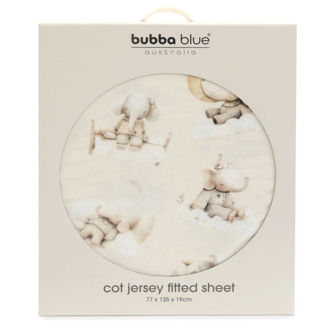 Bubba Blue Elephant Bedtime Jersey Cot Fitted Sheet