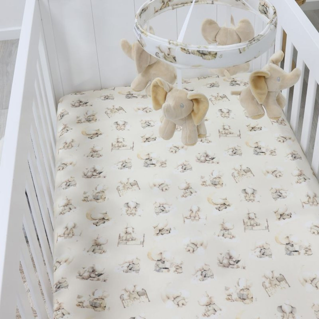 Bubba Blue Elephant Bedtime Jersey Cot Fitted Sheet