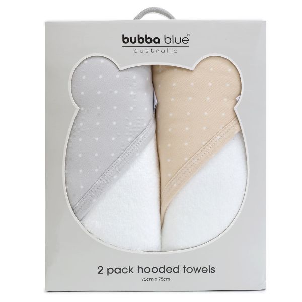 Bubba Blue Confetti Hooded Towel Grey/Taupe 2pk
