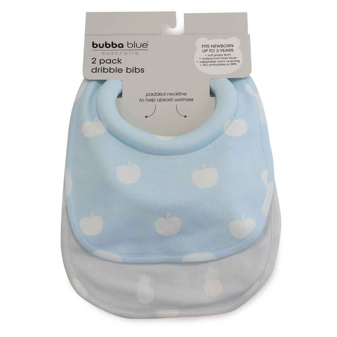 Bubba Blue Nordic 2pk Dribble Bibs Apple/Pineapple