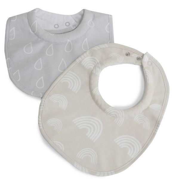 Bubba Blue Nordic 2pk Dribble Bibs Grey/Sand