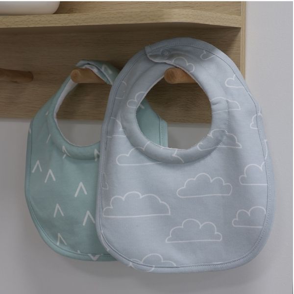 Bubba Blue Nordic 2pk Dribble Bibs Dusty Sky/Mint