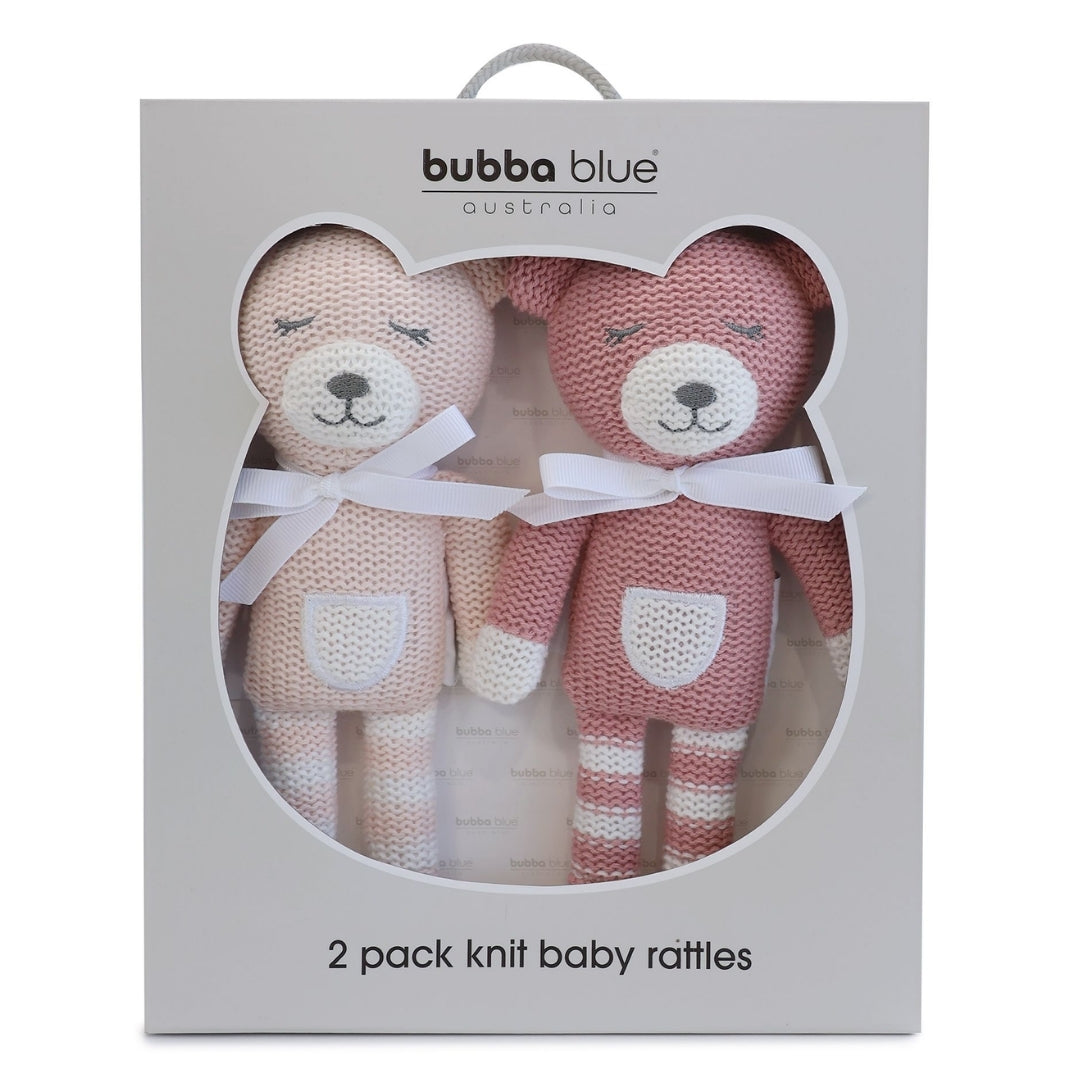 Bubba Blue Nordic Knit Rattles 2 Pack Berry/Rose