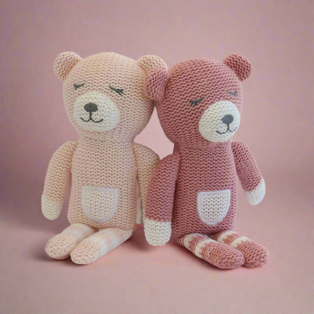 Bubba Blue Nordic Knit Rattles 2 Pack Berry/Rose