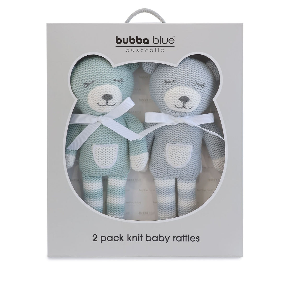 Bubba Blue Nordic Knit Rattles 2 Pack Sky/Mint