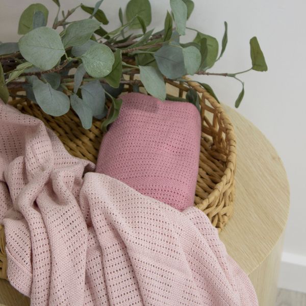 Bubba Blue Nordic Cellular Blanket Dusty Berry/Rose 2pk