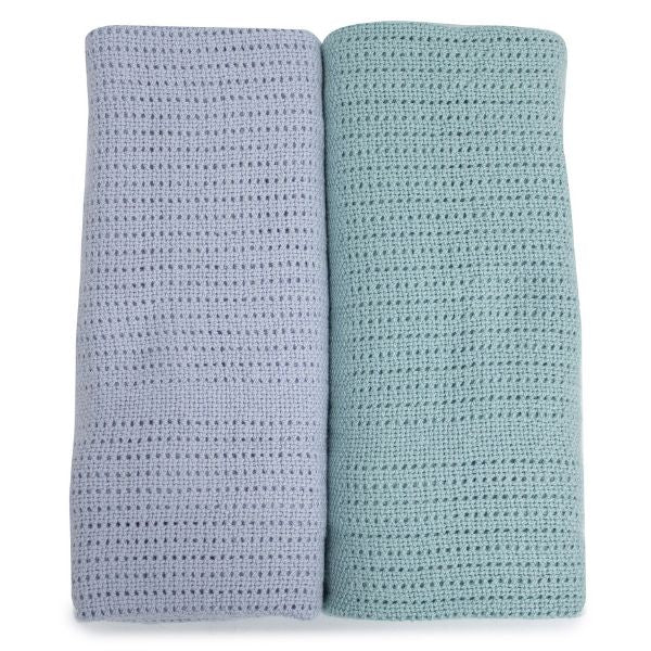 Bubba Blue Nordic Cellular Blanket Dusty Sky/Mint 2pk