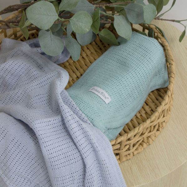 Bubba Blue Nordic Cellular Blanket Dusty Sky/Mint 2pk