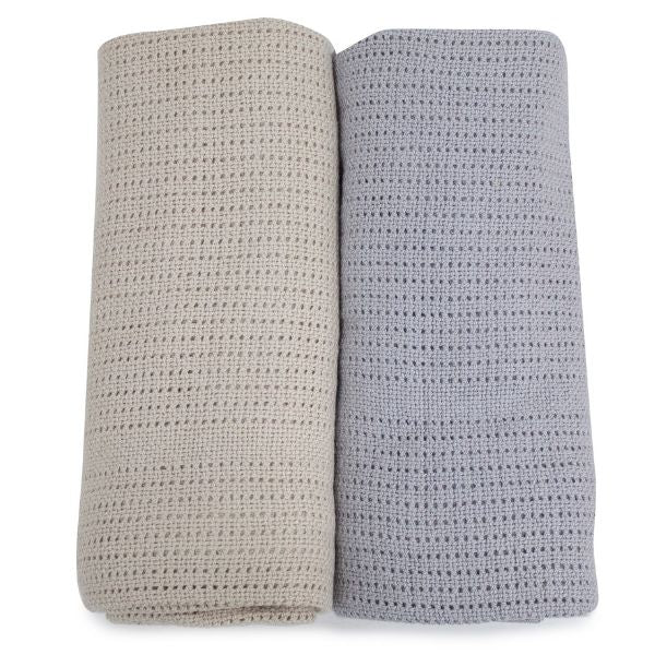 Bubba Blue Nordic Cellular Blanket Grey/Sand 2pk