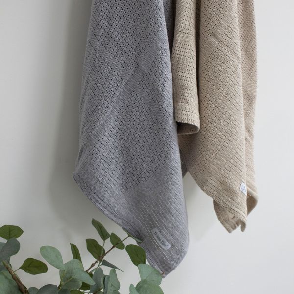 Bubba Blue Nordic Cellular Blanket Grey/Sand 2pk