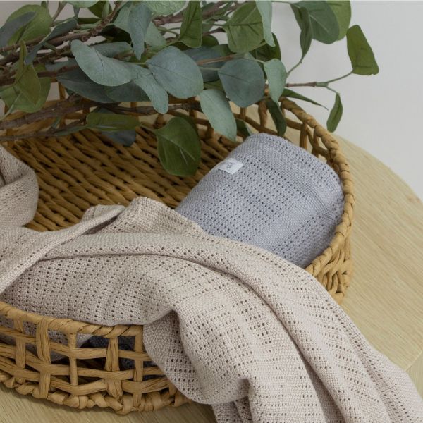 Bubba Blue Nordic Cellular Blanket Grey/Sand 2pk