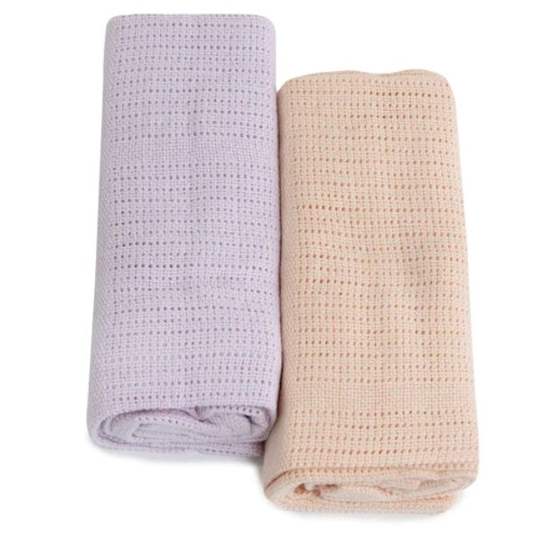 Bubba Blue Nordic Cellular Blanket Dusty Peach/Lilac 2pk