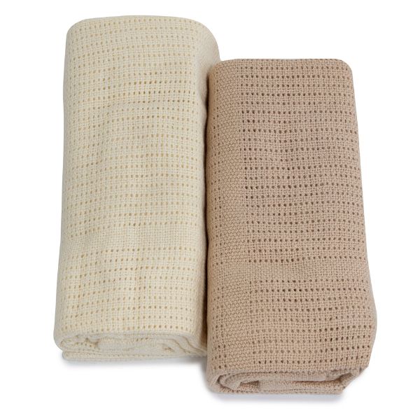 Bubba Blue Nordic Cellular Blanket Vanilla/Latte 2pk