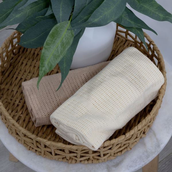 Bubba Blue Nordic Cellular Blanket Vanilla/Latte 2pk