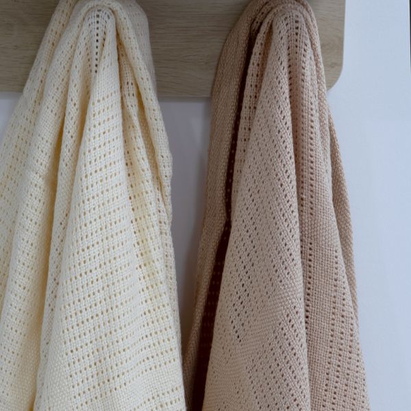 Bubba Blue Nordic Cellular Blanket Vanilla/Latte 2pk