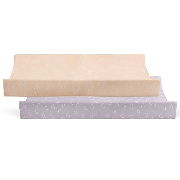 Bubba Blue Nordic Waterproof Change Pad Covers Dusty Peach/Lilac 2pk