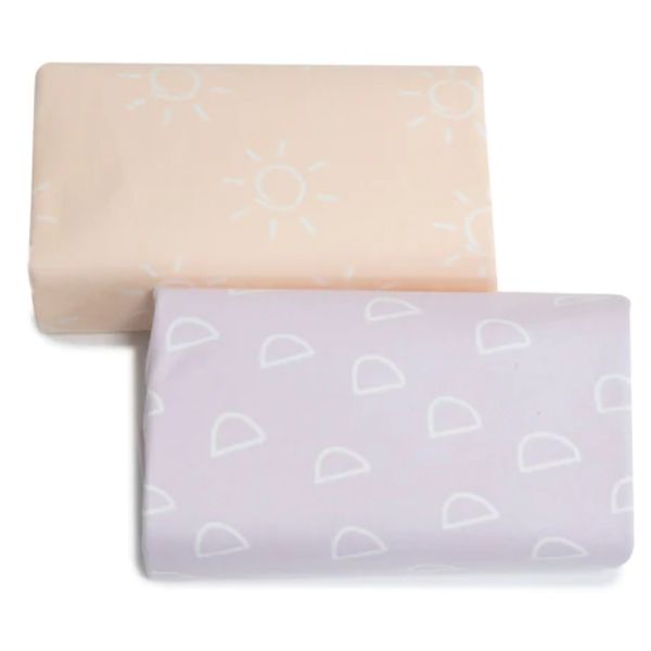 Bubba Blue Nordic Waterproof Change Pad Covers Dusty Peach/Lilac 2pk