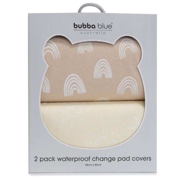 Bubba Blue Nordic Waterproof Change Pad Covers Vanilla/Latte 2pk