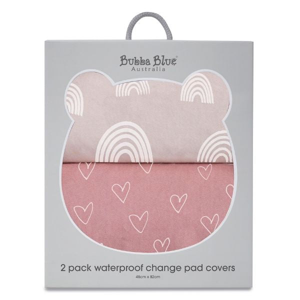 Bubba Blue Nordic Waterproof Change Pad Covers Dusty Berry/Rose 2pk
