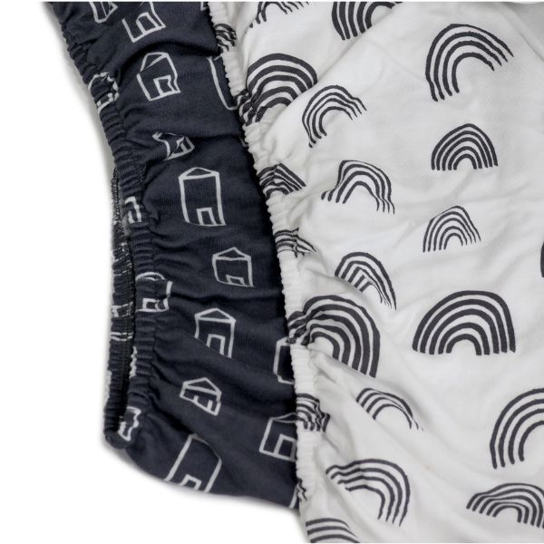 Bubba Blue Nordic Jersey Co-sleeper Fitted Sheets Charcoal/White 2pk