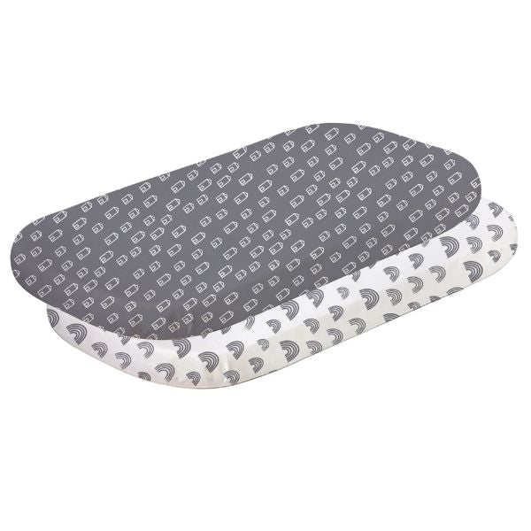 Bubba Blue Nordic Jersey Co-sleeper Fitted Sheets Charcoal/White 2pk