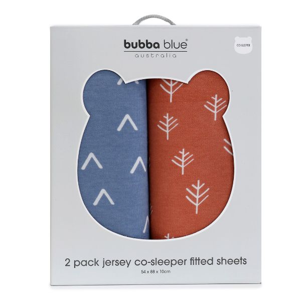 Bubba Blue Nordic Jersey Co-sleeper Fitted Sheets Denim/Clay 2pk