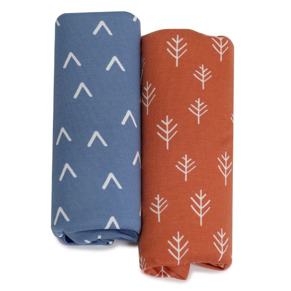 Bubba Blue Nordic Jersey Co-sleeper Fitted Sheets Denim/Clay 2pk