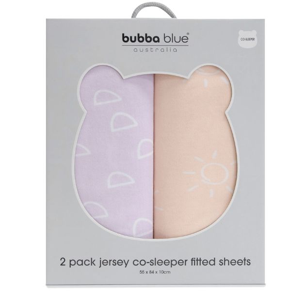 Bubba Blue Nordic Jersey Co-sleeper Fitted Sheets Dusty Peach/Lilac 2pk