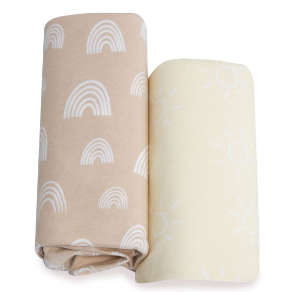 Bubba Blue Nordic Jersey Co-sleeper Fitted Sheets Vanilla/Latte 2pk