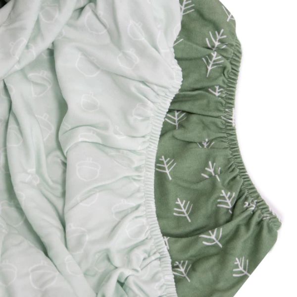Bubba Blue Nordic Jersey Cot Fitted Sheets Avocado/Forest 2pk
