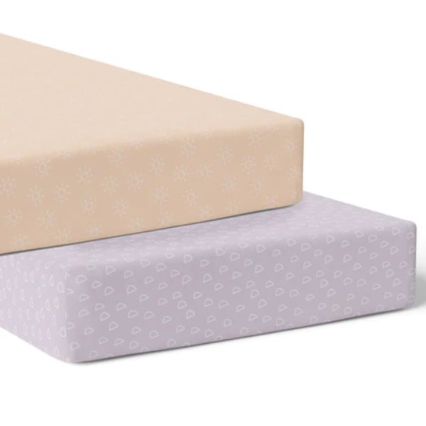 Bubba Blue Nordic Jersey Cot Fitted Sheets Dusty Peach/Lilac 2pk