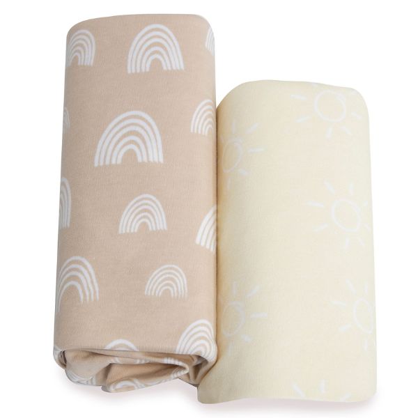 Bubba Blue Nordic Jersey Cot Fitted Sheets Vanilla/Latte 2pk