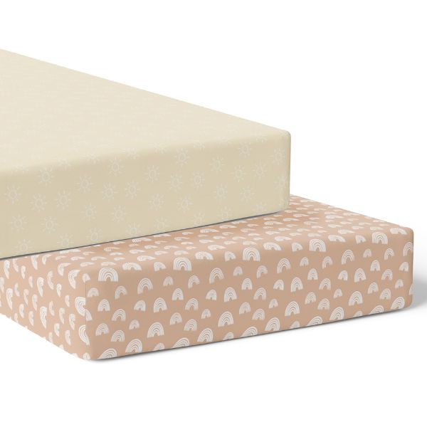 Bubba Blue Nordic Jersey Cot Fitted Sheets Vanilla/Latte 2pk