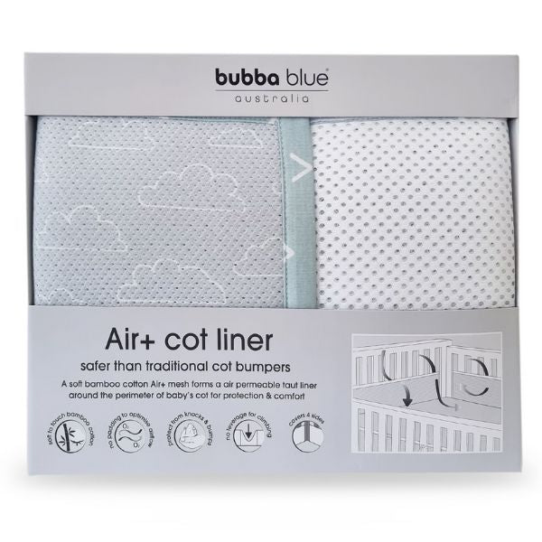 Bubba Blue Nordic Cot Liner Dusty Sky/Mint
