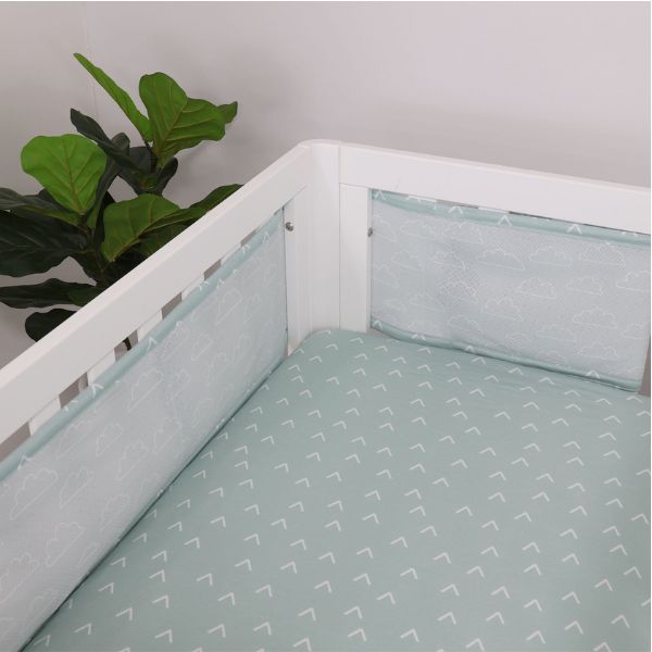 Bubba Blue Nordic Cot Liner Dusty Sky/Mint