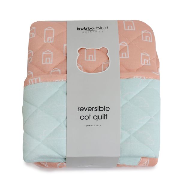 Bubba Blue Nordic Reversible Cot Quilt Coral/Tiffany