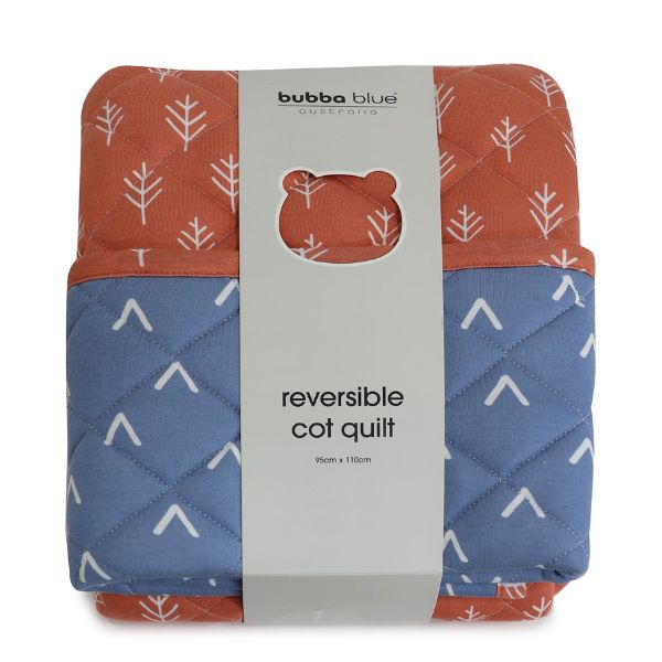 Bubba Blue Nordic Reversible Cot Quilt Denim/Clay