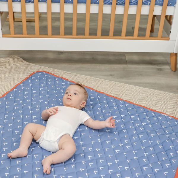 Bubba Blue Nordic Reversible Cot Quilt Denim/Clay