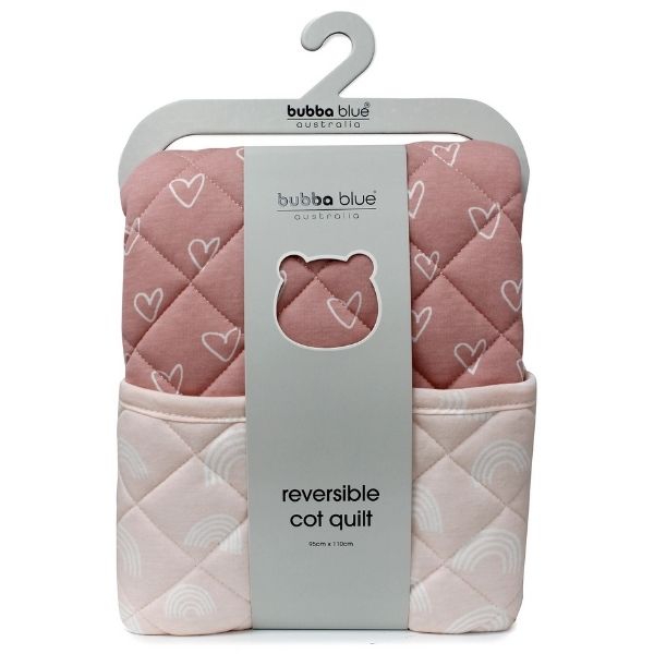 Bubba Blue Nordic Reversible Cot Quilt Dusty Berry/Rose