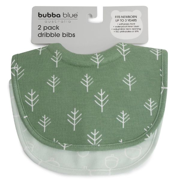 Bubba Blue Nordic 2pk Dribble Bibs Avocado/Forest