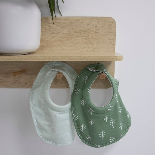 Bubba Blue Nordic 2pk Dribble Bibs Avocado/Forest