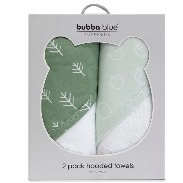 Bubba Blue Nordic Hooded Towel Avocado/Forest 2pk