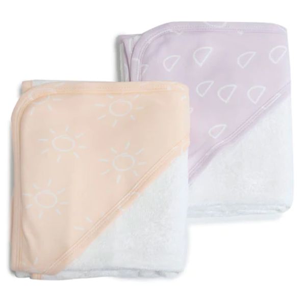 Bubba Blue Nordic Hooded Towel Dusty Peach/Lilac 2pk