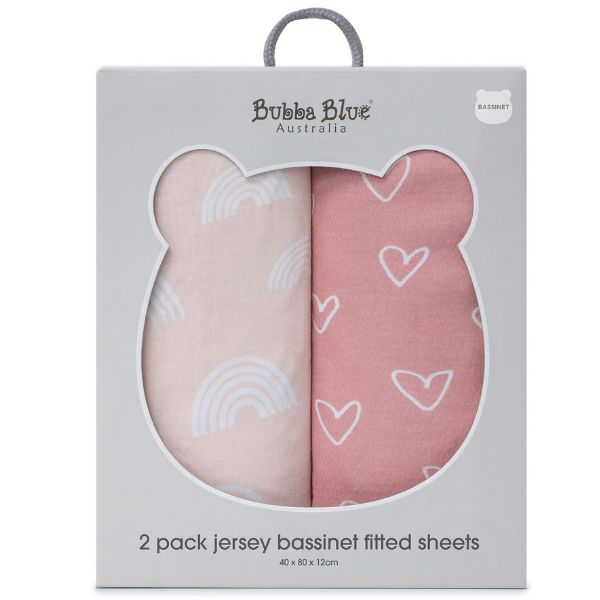 Bubba Blue Nordic Jersey Bassinet Fitted Sheets Dusty Berry/Rose 2pk