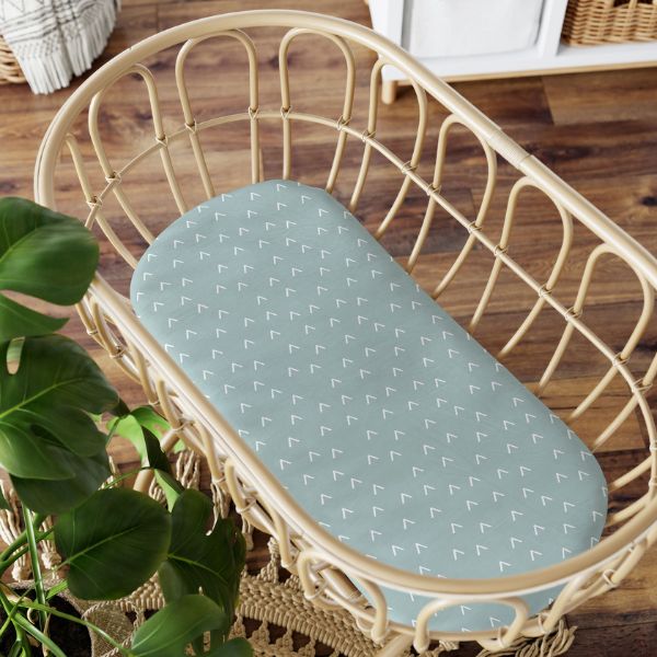 Bubba Blue Nordic Jersey Bassinet Fitted Sheets Dusty Sky/Mint 2pk
