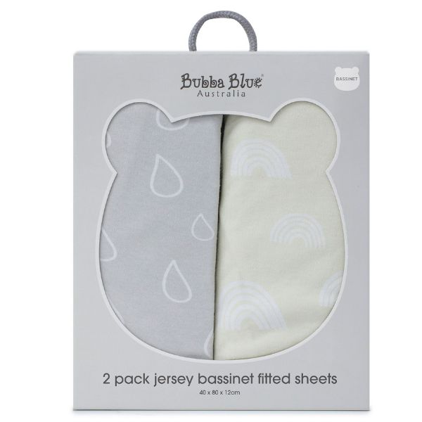 Bubba Blue Nordic Jersey Bassinet Fitted Sheets Grey/Sand 2pk