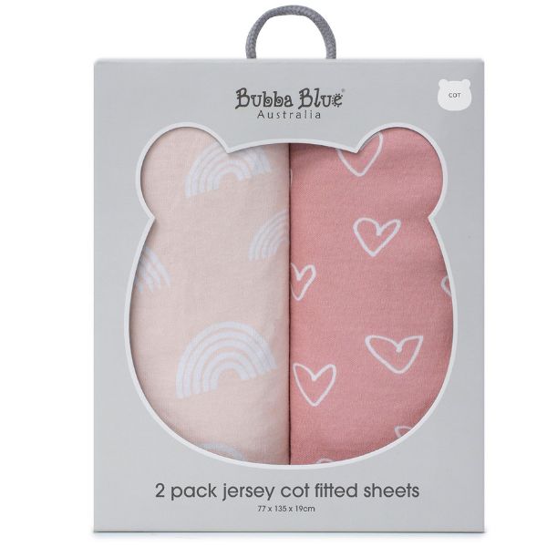 Bubba Blue Nordic Jersey Cot Fitted Sheets Dusty Berry/Rose 2pk